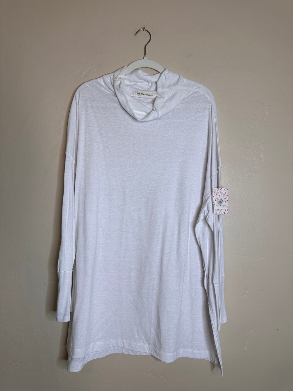 NWT Free People Cowl Neck Tunic Top Painted White Large